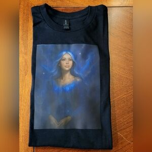 Custom Design! NWOT Mystical Blue Portrait Art Print on Black Canvas